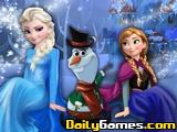 Elsa and Anna Building Olaf